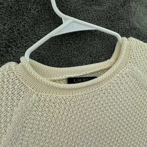 Lauren Ralph Lauren Women XL Ivory Chunky Knit Sweater Pullover Long Sleeve - Picture 6 of 10